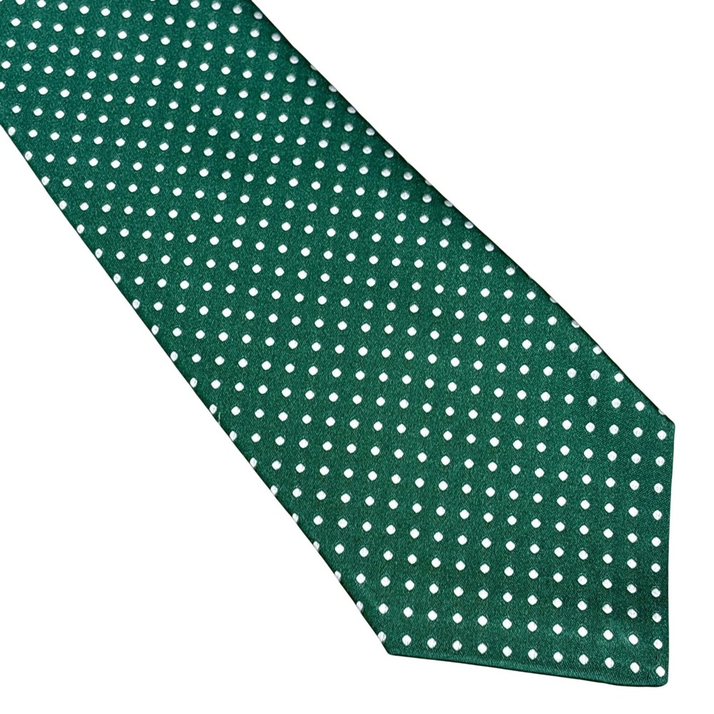 Kiton Tie Mens Green Jacquard Polka Dot Silk Made Italy Woven Necktie Luxury NEW